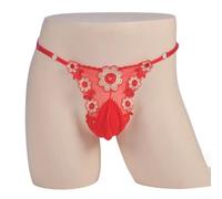 Drivstraw Slip Uomo Sissy con Tasca Uova Ricamati G-String | 80% poliammide, 20% elastan, tessuto per trasparente ultra-leggero e morbido sulla pelle
