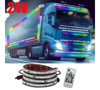 DRL LED strisce luminose per camion spia RGB Colorful flessibile Streamer 1M 1.5M 2M Light Bar lampada atmosfera con telecomando 24V
