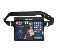 DRLOKPAK Marsupio impermeabile per nuoto, surf, vela, snorkeling, kayak, spiaggia, piscina, per proteggere portafoglio, passaporto, telefono, orologio, eReader, mini tablet, nero, Large(25*20cm),