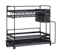 DRMEE Scolapiatti Stabile Scaffale di Scarico per Lavello in Acciaio Inox Ripiani da Cucina Scolapiatti A 2 Piani Scolapiatti Organizzatore Moderno Organizzatore da Cucina