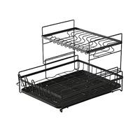 DRMEE Scolapiatti Stabile Scaffale Per Piatti In Metallo Scaffale Da Cucina Stoviglie Per Posate Scaffale Per Armadietto Scaffale Per Asciugatura Moderno Organizzatore da Cucina(Black,35 * 44 * 41cm)