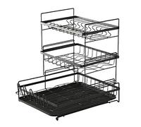 DRMEE Scolapiatti Stabile Scaffale Per Piatti In Metallo Scaffale Da Cucina Stoviglie Per Posate Scaffale Per Armadietto Scaffale Per Asciugatura Moderno Organizzatore da Cucina(Black,35 * 44 * 47cm)