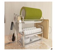 DRMEE Scolapiatti Stabile Scaffale Per Scolapiatti Da Cucina In Acciaio Inox A 3 Livelli Moderno Organizzatore da Cucina(C)