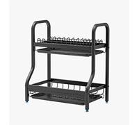 DRMEE Scolapiatti Stabile Scolapiatti Con Scolapiatti Rimovibile Scolapiatti Per Bancone Da Cucina Con Portautensili E Portacoltelli Moderno Organizzatore da Cucina(2 Tier)