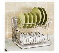 DRMEE Scolapiatti Stabile Scolapiatti Con Scolapiatti Scolapiatti A 2 Livelli In Acciaio Inossidabile Con Portautensili, Portacoltelli Moderno Organizzatore da Cucina