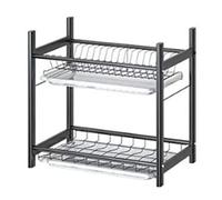 DRMEE Scolapiatti Stabile Scolapiatti In Acciaio Inox Con Vassoio Scolapiatti Con Scolapiatti Per Scolapiatti Da Cucina Moderno Organizzatore da Cucina(2 tiers)