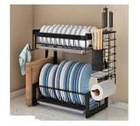 DRMEE Scolapiatti Stabile Scolapiatti In Acciaio Inox Portautensili Porta Tagliere Scolapiatti Con Scolapiatti Per Piano Cucina Moderno Organizzatore da Cucina(2-tier)
