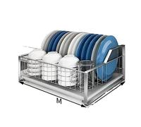 DRMEE Scolapiatti Stabile Scolapiatti Multifunzionale Portaposate Portabicchieri in Acciaio Inossidabile per Utensili da Cucina Moderno Organizzatore da Cucina(A)
