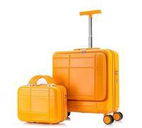 DRMEE Valigie Trolley Viaggio Set Da 2 Pezzi Valigia Spinner Da 18 Pollici, Con Manico Telescopico, Custodia Cosmetica Da 14 Pollici Bagaglio (Color : Oranje, Size : 14+18in)