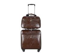 DRMEE Valigie Trolley Viaggio Set Di Valigie Da 2 Pezzi, Valigia Trolley In Pelle PU Con Ruota Universale Silenziosa, Valigia D'imbarco Bagaglio (Color : Bruin, Size : 2piece)