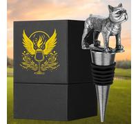 DRMFLE Tappo per vino a forma di bulldog francese, in argento scuro, regalo per uomini, papà, donne, amanti del bulldog, tappi per bottiglie di vino, champagne, regali di compleanno