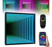 Drmoxin Infinity Mirror Tunnel Lamp LED Lighting Sensory Party Light, luci a Specchio a LED con Telecomando, Luce sensoriale Infinity per casa, scrivania, Soggiorno, Decorazione per Feste,C-50cm/20in
