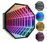 Drmoxin Lampada a Tunnel a Specchio 3D, Luce a Tunnel Infinity Mirror, App + Telecomando, Luce Sensoriale Infinity, per Casa, Scrivania, Soggiorno, Decorazione per Feste,70cm/28in