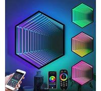 Drmoxin Luce Notturna a Tunnel Sensoriale Infinity Mirror, Lampada a Tunnel Infinity Mirror LED, Lampada a Tunnel Infinity Mirror, Lampada a Tunnel LED con Telecomando, Multicolore,A-50cm/20in