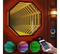 Drmoxin Luce Notturna a Tunnel Sensoriale Infinity Mirror, Lampada a Tunnel Infinity Mirror LED, Lampada a Tunnel Infinity Mirror, Lampada a Tunnel LED con Telecomando, Multicolore,B-30cm/12in