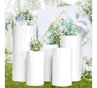 Drmoxin Supporto a Piedistallo Cilindrico Rotondo, 5 Pezzi di Zoccoli Cilindrici per Tavolo da Dessert, Supporto Cilindrico Rotondo Bianco per Matrimonio, Compleanno, Baby Shower, Festa, Bianco