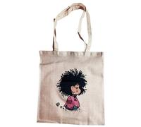 DrMugCollection Borsa Mafalda Sleep-Tote bag ecologica, resistente e leggera, manici lunghi rinforzati, ideale per la spesa e l'uso quotidiano, beige, 38 x 42 cm