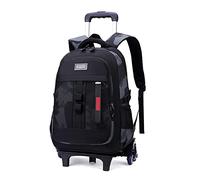 DROFOSREW Zaino Scuola Trolley Ragazzi Ragazze Zaini con Ruote Elementare Media Zaino Scuola Zainetti per studenti Cabina Viaggio Borsa (Camouflage Nero)