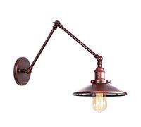 DROMEZ Industriale Vintage Lampada da Parete Estensibile a Lungo Braccio,Applique da Parete Loft Caffè Interno E27 Metallo Illuminazione Faretti da Muro,per Camera Scale,Metallico