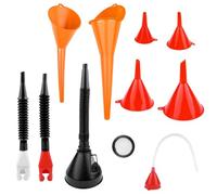 Dromzen Imbuto Benzina con Beccuccio Staccabile e Imbuti a Bocca Lunga, Imbuto in Plastica Flessibili Angolo Retto Con Tubo Flessibile e Filtro, per Auto Officina e Casa- Rosso/Arancione/Nero