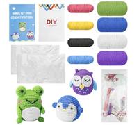 Dromzen Uncinetto Set, Kit Uncinetto Principianti con Istruzioni Passo, Kit Uncinetto Completo, Kit per Lavorare a Maglia, Animali All'Uncinetto, Kit per Animali All'Uncinetto(Pinguino, Rana e Gufo)