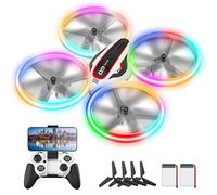Drone con Telecamera per Bambini, Giocattolo Regalo Droni Telecomandati con Luce LED, RC Quadricottero Elicottero con Modalità Senza Testa, Funzione Hovering, 3D Flip e 2 Batterie