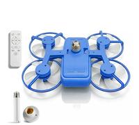 Drone-Style LED Ceiling Fan Light, E27 Screw-In Socket Fan Light with 3 Color Modes, Lighting & Ceiling Fans and Remote, Easy-Install Silent Foldable Blades for Bedroom Garage and Dining Space (A2)