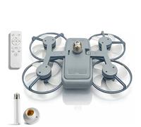 Drone-Style LED Ceiling Fan Light, E27 Screw-In Socket Fan Light with 3 Color Modes, Lighting & Ceiling Fans and Remote, Easy-Install Silent Foldable Blades for Bedroom Garage and Dining Space (A1)