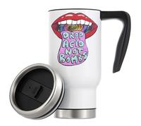 Drop Acid Not Bombs Hippie Style Lips and Tongue Graphic Vacuum Insulated Tazza termica da viaggio 480 ml bianco