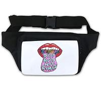 Drop Acid Not Bombs - Marsupio stile hippie con labbra e lingua, colore: bianco