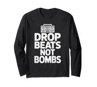 Drop Beats Not Bombs Boombox Peace Music Design Maglia a Manica