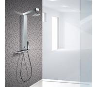 DROP Colonna doccia Gemma Q, Argento, 2 maniglie, Montaggio a parete, Kit per doccia e vasca