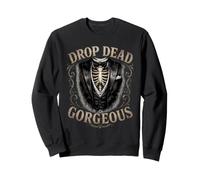 Drop Dead - Splendido Smoking Gotico con Scheletro per Halloween Felpa