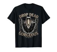 Drop Dead - Splendido Smoking Gotico con Scheletro per Halloween Maglietta