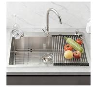Drop-In Stainless Steel Kitchen Sink Single Bowl, Deep Workstation with Glass Rinser & Soap Dispenser, Nano-Coated Top Mount/Undermount RV Sink for Bar, Apartment, Camper(Silver,85x50)