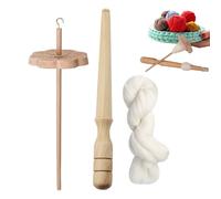 Drop Spindle for Wool - Wooden Top Whorl Drop Spindle & Nostepinne Stick Set | Beech Hand Tool for Yarn Fiber Arts Weaving Crochet Knitting DIY Hobby Craft Supplies for Beginners