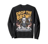 Drop The Brew! Scheletro DJ Halloween Coffee Fun Felpa