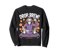 Drop The Brew! Scheletro DJ Halloween Coffee Fun Felpa