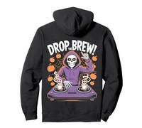 Drop The Brew! Scheletro DJ Halloween Coffee Fun Felpa con Cappuccio