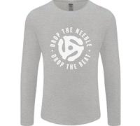 Drop The Needle DJ Turntable Decks Vinyl Uomo Long Sleeve T-Shirt
