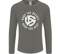 Drop The Needle DJ Turntable Decks Vinyl Uomo Long Sleeve T-Shirt