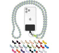 DROPLETSY catena per cellulare con perline universali in legno, cordino, catena, collana da appendere, compatibile con smartphone: iPhone 15,14,13,12, Samsung Galaxy (senza custodia, NeonShark)