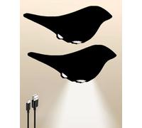 Drqzwp Lampade da parete ricaricabili a forma di uccello con sensore di movimento, luci da parete a batteria in 3 colori per interni, lampada da parete senza fili, modalità accesa e automatica (2 nere