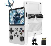 Drqzwp R36S Console Retro Game Portatile aggiornata, Funzione di Archiviazione Manuale, Pulsanti Ergonomici, Oltre 15.000 Giochi Classici Retrò Supporto per l'aggiunta di Altri Giochi (Bianco/64G)