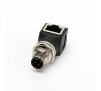 DRRI M12 IP67 D-Code 4 pin maschio a RJ-45 montaggio pannello frontale adattatore Ethernet ad angolo retto per sensori industriali, telecamere industriali e interruttori