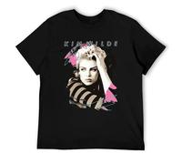 DRseUY Men Tshirt Kim Wilde 80s Retro Faded Vintage 1980s Pop of America T Shirt Printed T-Shirt Tees Top Black