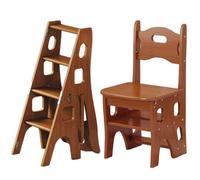 Drsyffsup Combinazione di sedie pieghevoli in legno massello, sgabello con scala per biblioteca da cucina per adulti, espositore per fiori per interni ed esterni