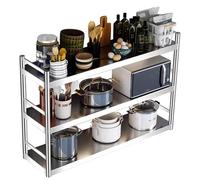 Drsyffsup Portaoggetti da cucina a parete, 3 ripiani da appendere sopra il lavandino, supporto per ciotole regolabile in altezza, ripiano portaoggetti in acciaio inox 304(90X30X85CM)
