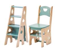 Drsyffsup Sedia a scala Combinazione Sgabello a scala in legno 4 gradini, Sedia a scala pieghevole per scale Libreria multifunzione Scala a pioli Sgabello a gradini Libreria