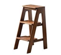 Drsyffsup Sgabello in legno di noce - Sgabelli a scala a 2/3/4 gradini con pedale largo antiscivolo - Scala portatile in legno per cucina, armadio, camera da letto, biblioteca, ufficio(3-Step Stool)